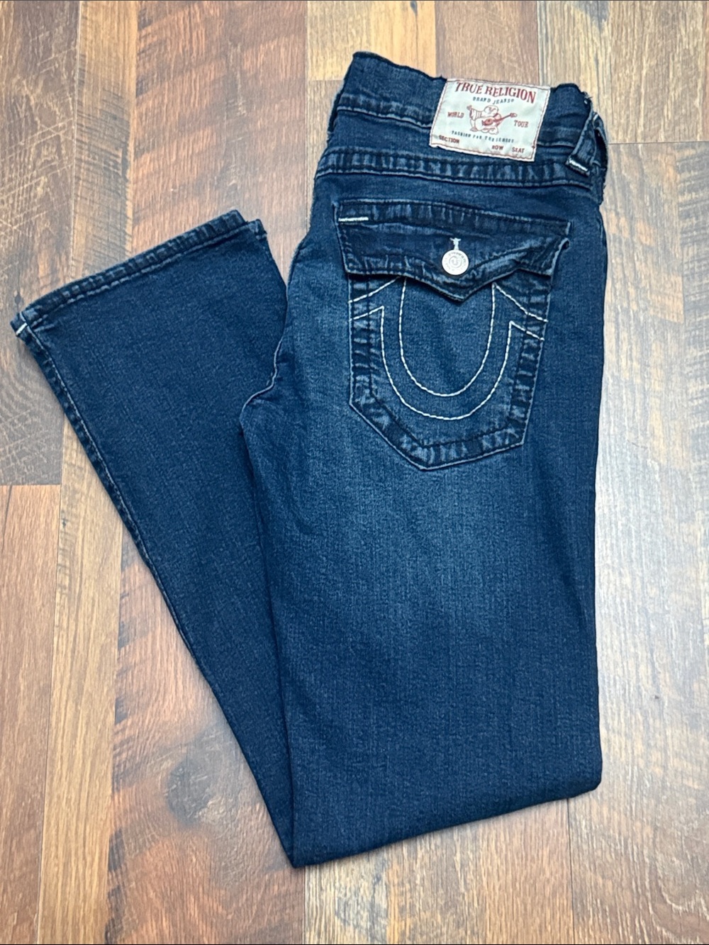 True Religion Ricky Big T Flap Relaxed Straight Jeans Men’s 32 Dark Wash